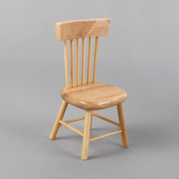 Mini Pretend Play 1:12 Dollhouse Furniture DIY Wood Dining-table Model Burlywood Miniature Mini Chairs Doll House Accessories